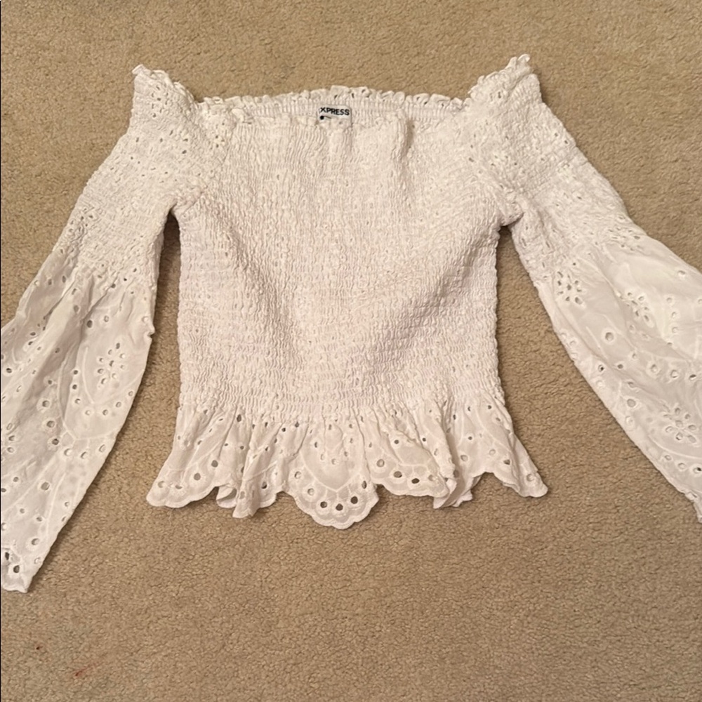 Express White Off-Shoulder Top